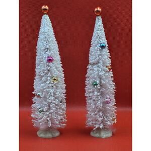 Lemax‎ Christmas Village 2 Snow Covered Decorated Evergreen Trees